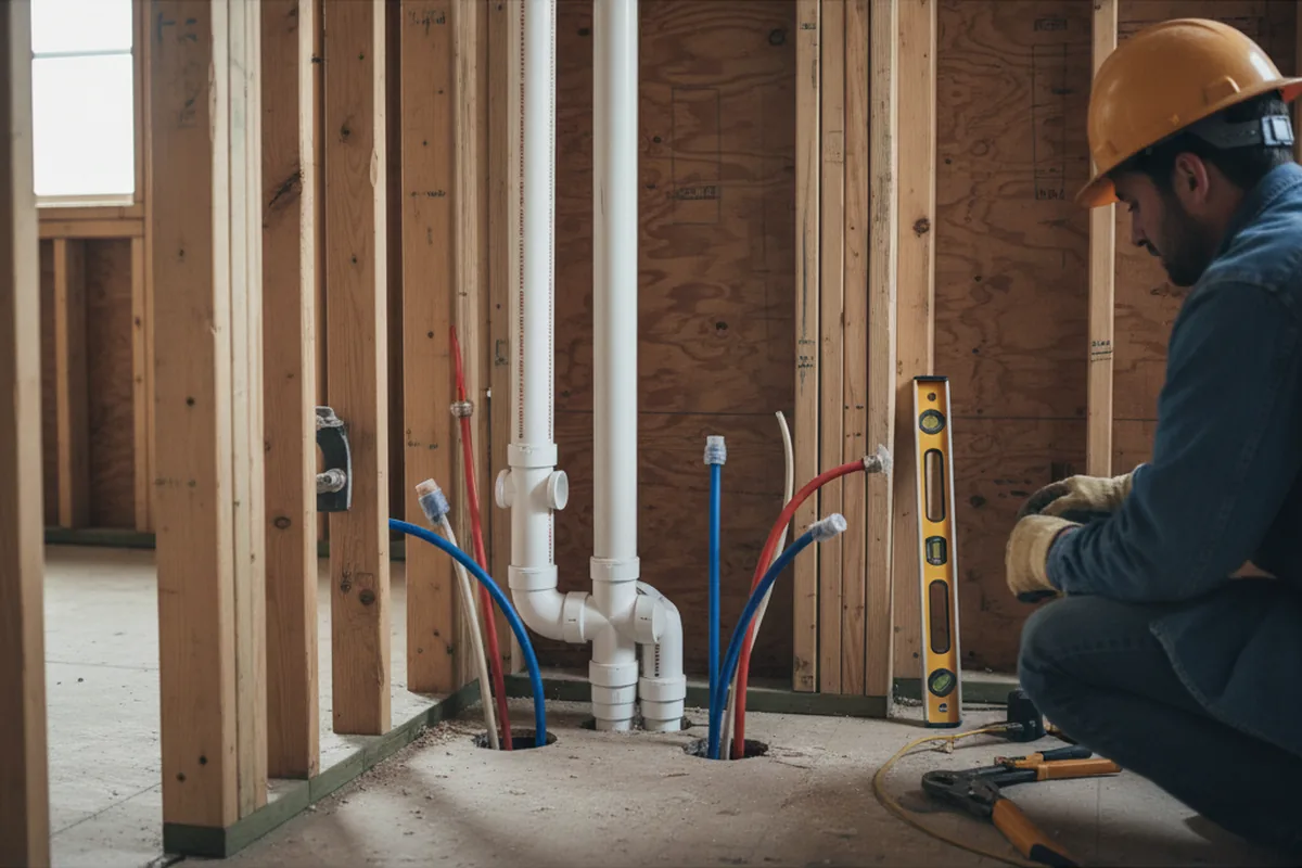Drain and supply rough-in during Toilet Repair and Installation in Hudson